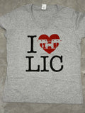 I Heart LIC graphic v-neck women's gray t-shirt